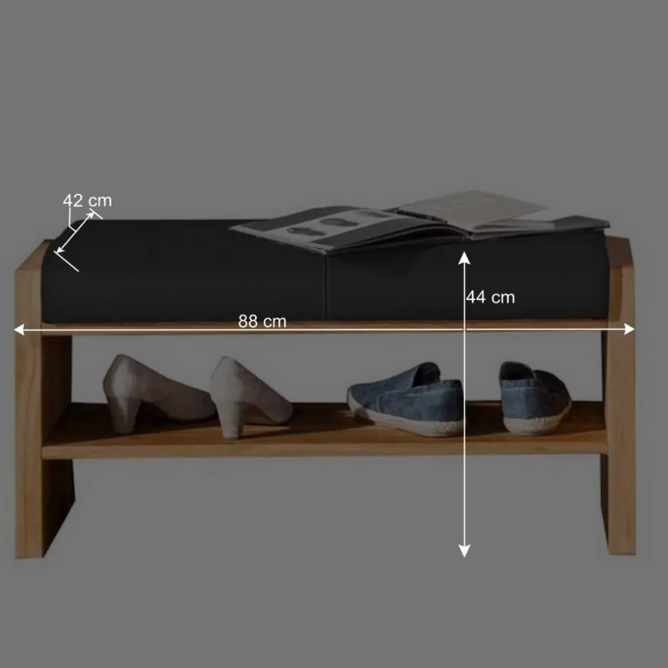 Wildeiche Schuhbank mit Leder Polsterung - Mandrey^Wohnen Best