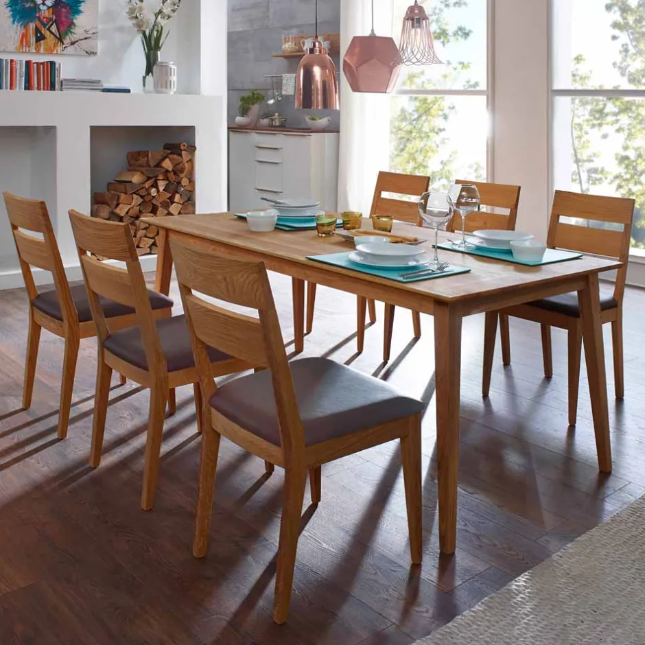 Wildeiche Sitzgruppe Likes mit sechs Stühlen (siebenteilig)^Wohnen Hot