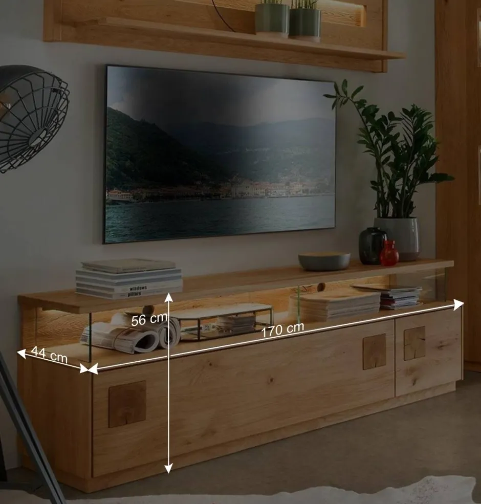 Wohnen Wildeiche TV Board mit 170 cm Breite - Millena