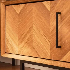 Wohnen Wildeiche TV Lowboard mit Fischgrät Design - Kerfa