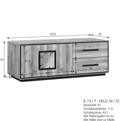Wohnen Wildeiche TV-Kommode in modernem Design - Shipper
