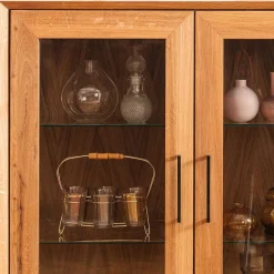 Wohnen Wildeiche Vitrine mit zwei Schubladen - Kerfa