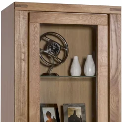 Wildeiche Vitrinenschrank mit 3 Schubladen - Maila^Wohnen Discount