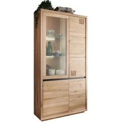 Wohnen Wildeiche Vitrinenschrank 103 cm breit - Embleys