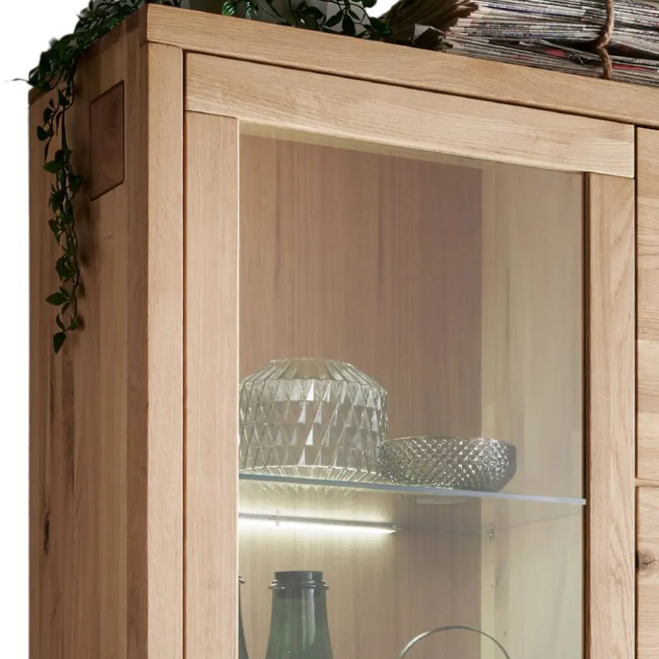 Wohnen Wildeiche Vitrinenschrank 103 cm breit - Embleys