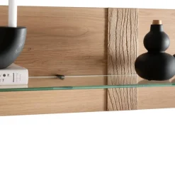 Wohnen Wildeiche Wandboard mit Glas-Ablage - Barrios