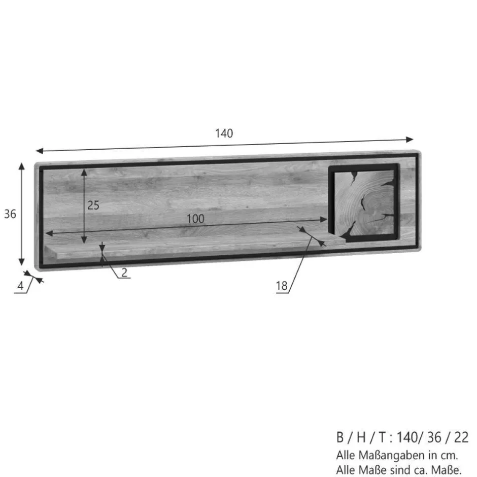 Wohnen Wildeiche Wandboard mit Hirnholz Applikation - Shipper