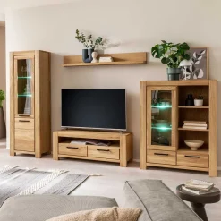 Wohnen Wildeiche Wohnwand Set teilmassiv - Sophia (vierteilig)