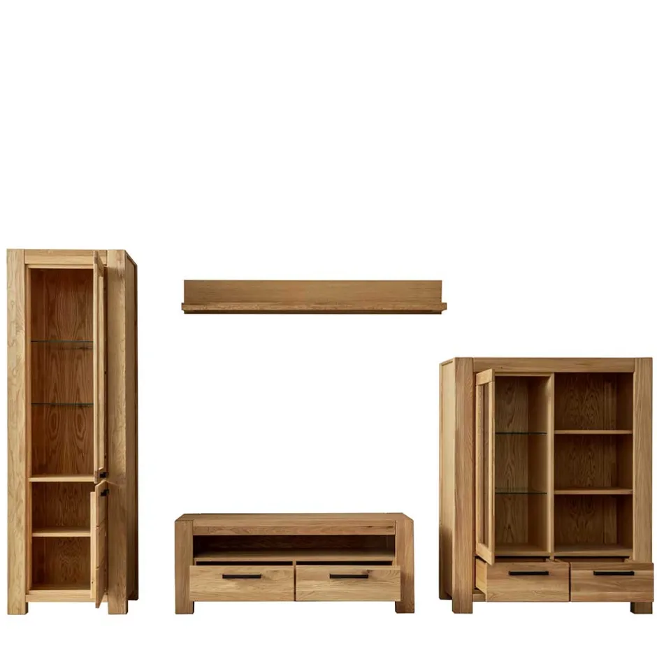 Wohnen Wildeiche Wohnwand Set teilmassiv - Sophia (vierteilig)