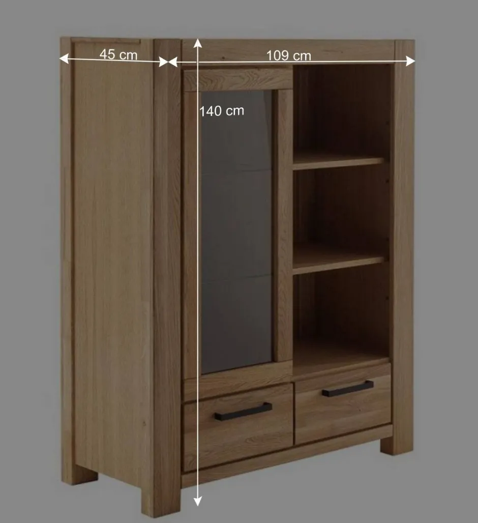 Wildeiche Wohnzimmerschrank teilmassiv - Sophia^Wohnen Sale