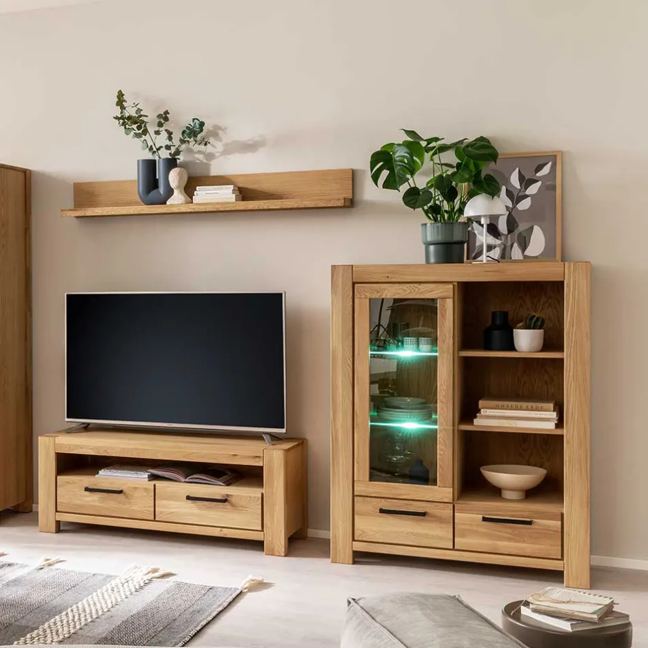 Wildeiche Wohnzimmerschrank teilmassiv - Sophia^Wohnen Sale