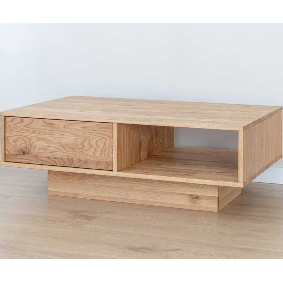 Wildeiche Wohnzimmertisch auf Sockelgestell - Cocondar^Wohnen New