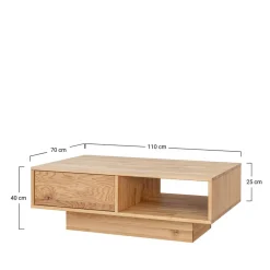 Wildeiche Wohnzimmertisch auf Sockelgestell - Cocondar^Wohnen New