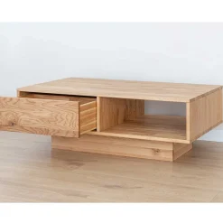 Wildeiche Wohnzimmertisch auf Sockelgestell - Cocondar^Wohnen New