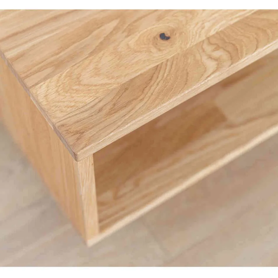 Wildeiche Wohnzimmertisch auf Sockelgestell - Cocondar^Wohnen New