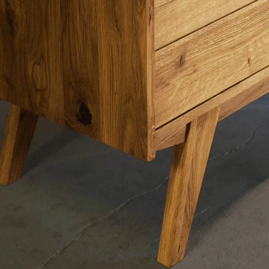 Wildeichebett 210cm lang & Nachtkommoden - Hardus (dreiteilig)^Wohnen Discount