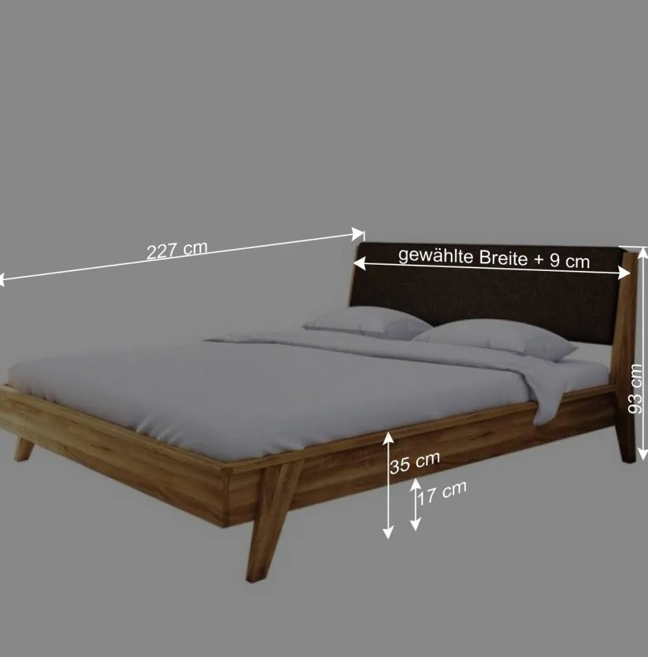 Wildeichebett 210cm lang & Nachtkommoden - Hardus (dreiteilig)^Wohnen Discount