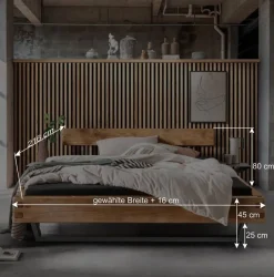 Wohnen Wildeichebett mit Balken-Kopfteil - Swan