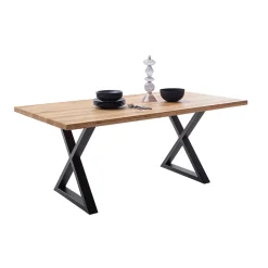 Wildeichetisch mit zwei X-Beinen - Soreca^Wohnen Sale