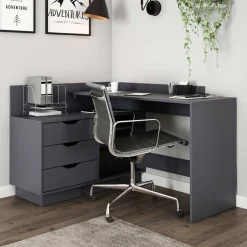 Kinder Wohnen Winkelschreibtisch in Anthrazit - Korfu