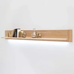 Wohnen Wohnkombination in Eiche Bianco teilmassiv Pontros optional mit LED (vierteilig)