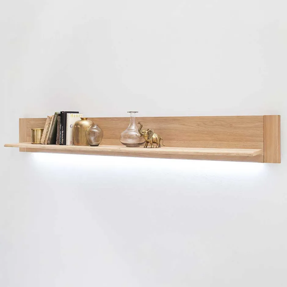 Wohnen Wohnkombination in Eiche Bianco teilmassiv Pontros optional mit LED (vierteilig)