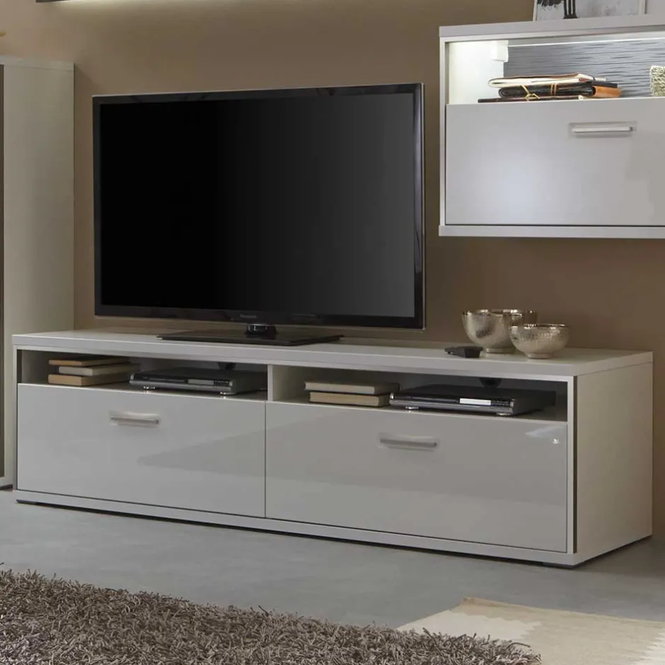 Wohnkombination Tacroma in Hochglanz Weiß (vierteilig)^Wohnen Best