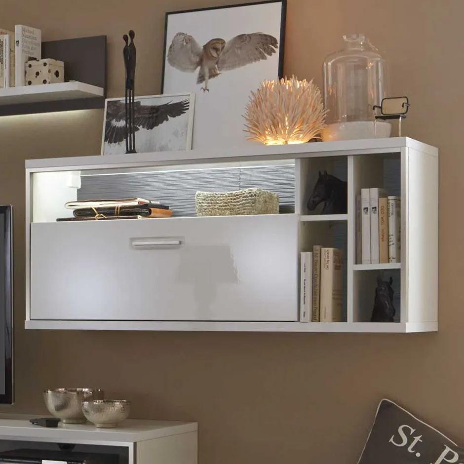 Wohnkombination Tacroma in Hochglanz Weiß (vierteilig)^Wohnen Best