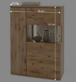 Wohnen Wohnmöbel Set in Eiche Bianco - Crokas (vierteilig)