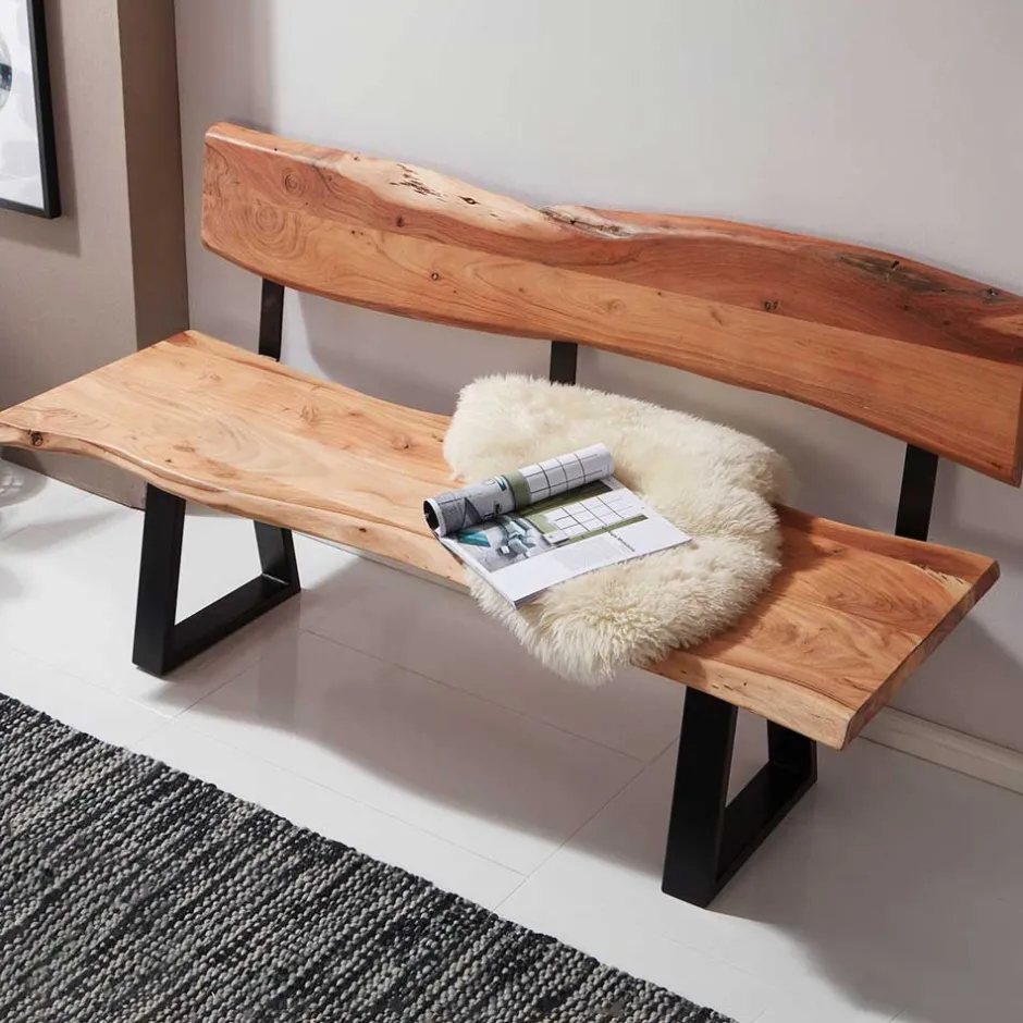 Wohnen Wohnraum Baumkanten Bank mit Rückenlehne - Lussina