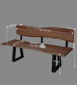 Wohnen Wohnraum Baumkanten Bank mit Rückenlehne - Lussina