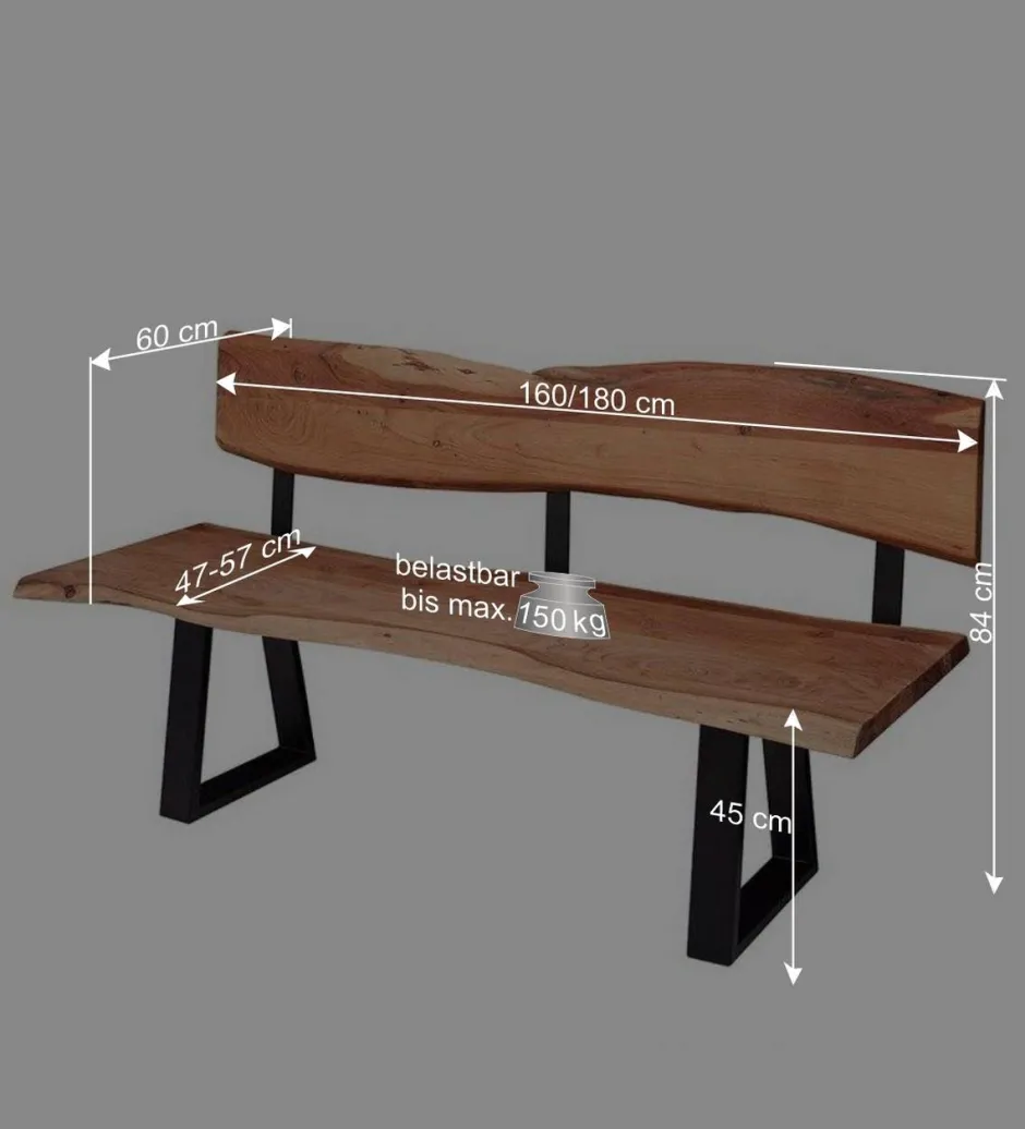 Wohnen Wohnraum Baumkanten Bank mit Rückenlehne - Lussina