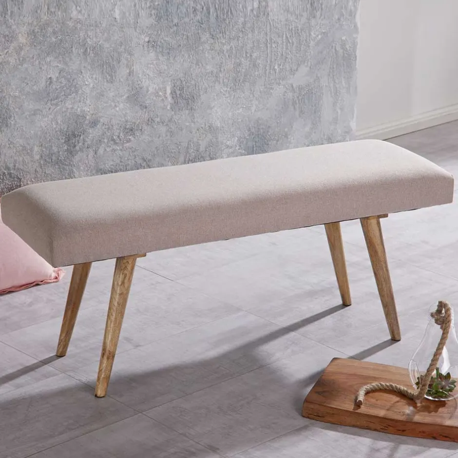 Wohnen Wohnraum Retro Polsterbank in Beige - Vergavo