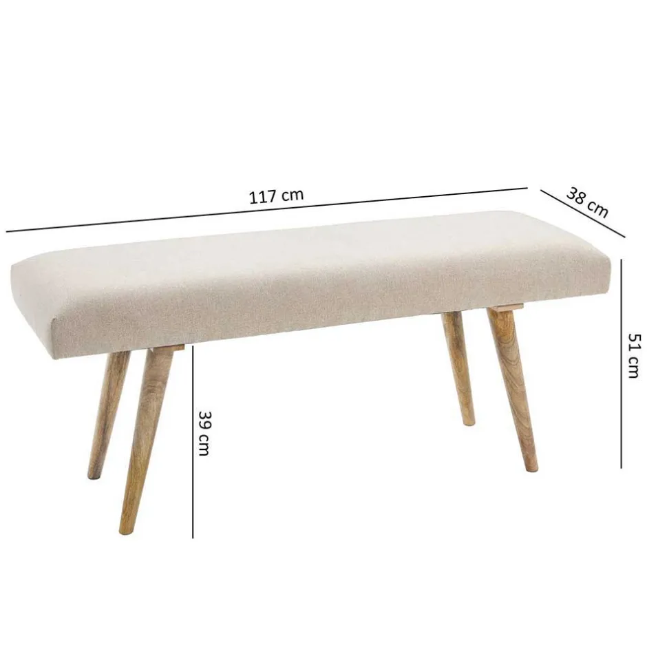 Wohnen Wohnraum Retro Polsterbank in Beige - Vergavo