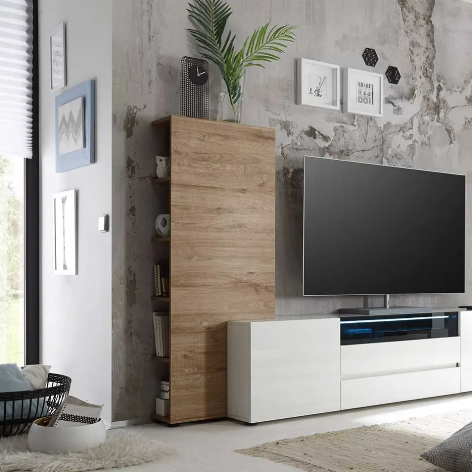 Wohnen Wohnwand Antstellregal Alcamo in Eiche