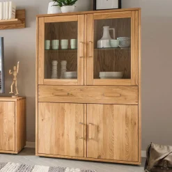 Wohnen Wohnwand Highboard aus Holz - Teano
