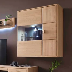 Wohnen Wohnwand Hängevitrine in Eiche Bianco - Vernella