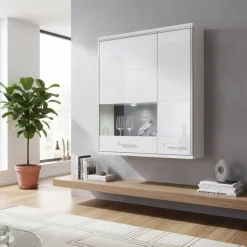 Wohnwand Hängevitrine Tacroma in Weiß Hochglanz^Wohnen Online