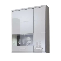 Wohnwand Hängevitrine Tacroma in Weiß Hochglanz^Wohnen Online