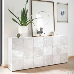 Wohnen Wohnwand Hochglanz in Weiß - Vascaub (dreiteilig)