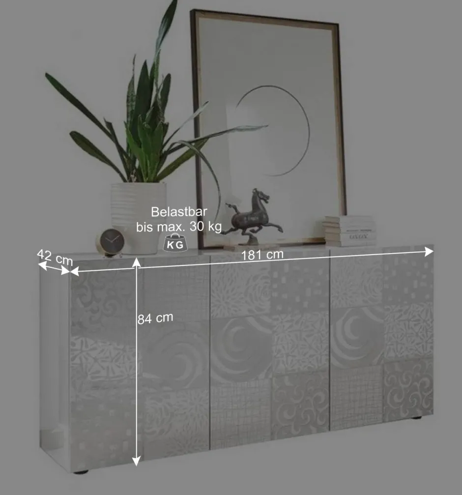 Wohnen Wohnwand Hochglanz in Weiß - Vascaub (dreiteilig)