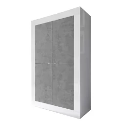 Wohnen Wohnwand in Beton Optik & Weiß HG - Narandu (dreiteilig)