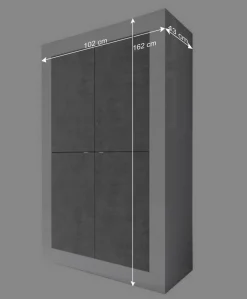 Wohnen Wohnwand in Beton Optik & Weiß HG - Narandu (dreiteilig)