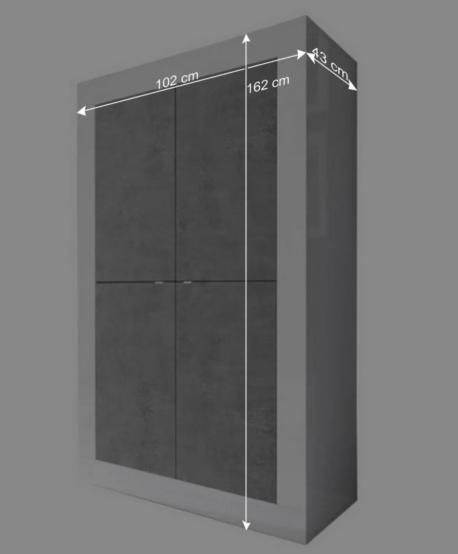 Wohnen Wohnwand in Beton Optik & Weiß HG - Narandu (dreiteilig)