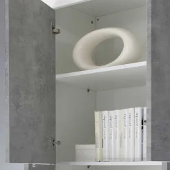 Wohnen Wohnwand in Beton Optik & Weiß HG - Narandu (dreiteilig)