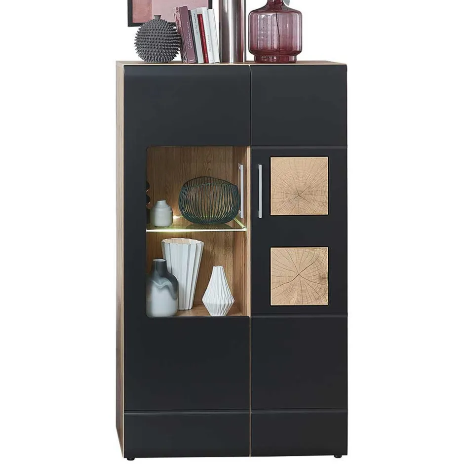 Wohnen Wohnwand in Schwarz & Wildeiche - Kandu (fünfteilig)