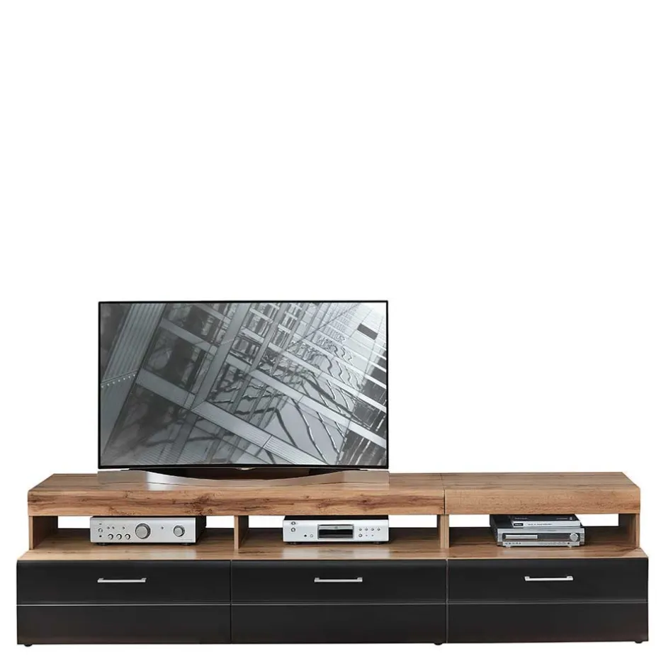 Wohnen Wohnwand in Schwarz & Wildeiche - Kandu (fünfteilig)