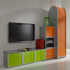 Wohnwand in Silber & Grün & Orange - Lecodas (dreiteilig)^Wohnen Online