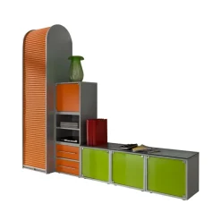 Wohnwand in Silber & Grün & Orange - Lecodas (dreiteilig)^Wohnen Online