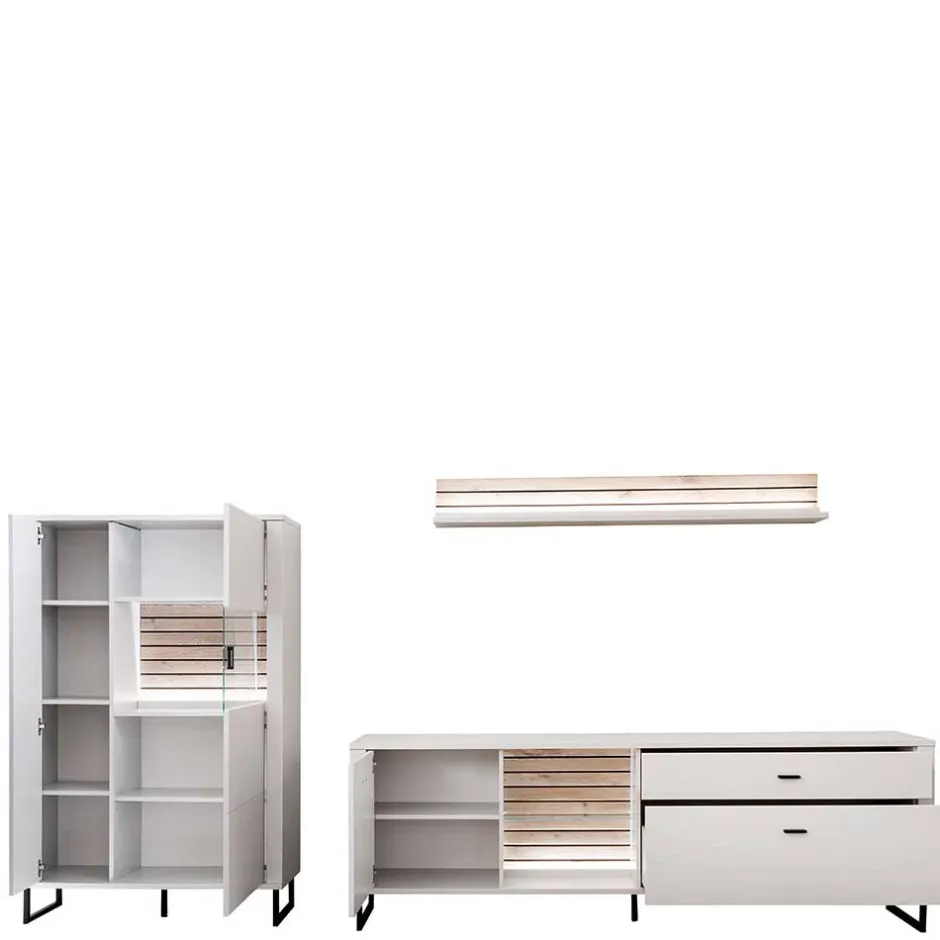 Wohnwand in Weiß mit Wildeiche - Varzino (dreiteilig)^Wohnen Online